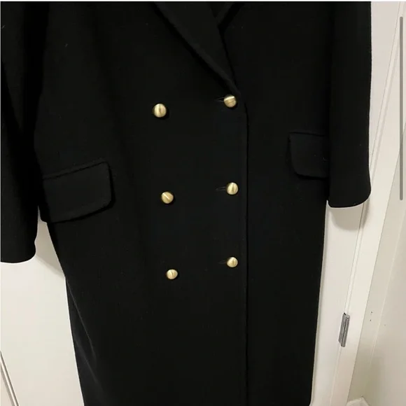 Vintage Union Made JH Collectibles Wool Long Trench Coat Black sz Medium / Large - Picture 3 of 14